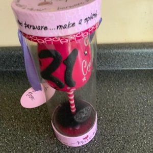 Top Shelf 21st Birthday Girl Wine Glass